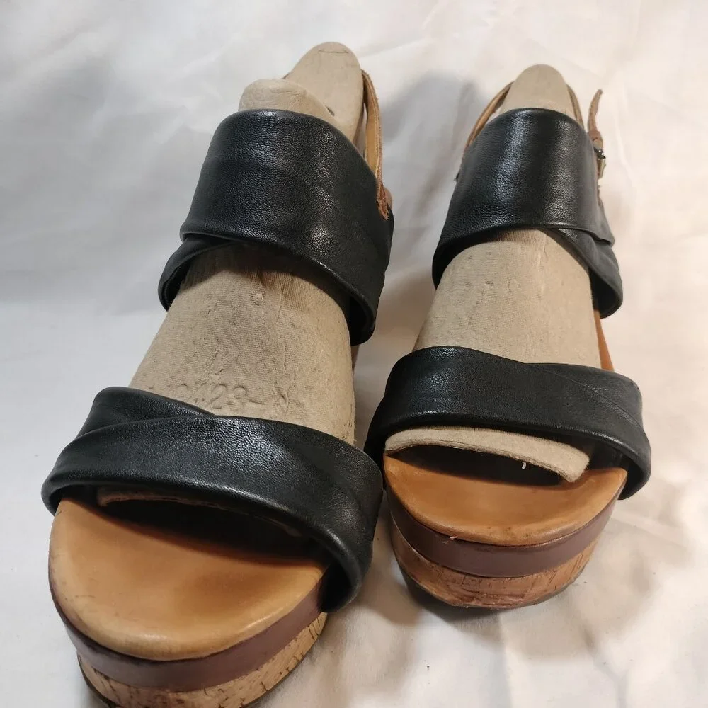 Corso Como Two-Tone Black and Brown Leather Cork‎ Wedges 9.5 - Worn Once!